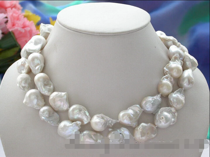 

shipping z4310 32" 28mm white baroque KESHI REBORN PEARL NECKLACE
