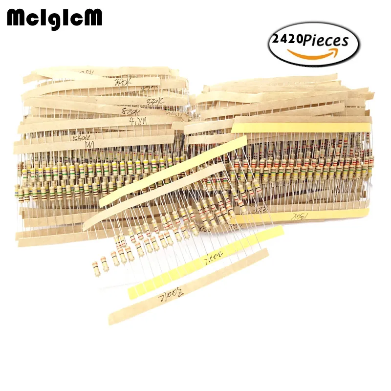 MCIGICM 1/2w пакет резисторов 121 значения x20pcs = 2420 шт. 0,33-4,7 M 5% полный спектр резисторы Ассортимент наборы электронных diy kit
