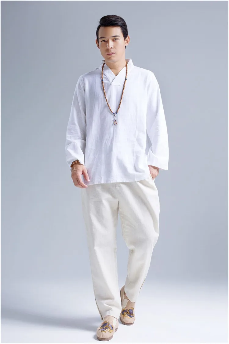 Men Fashion Chinese Style Zen Tea Tang Suit Retro Kung Fu Uniform Set Casual Pri