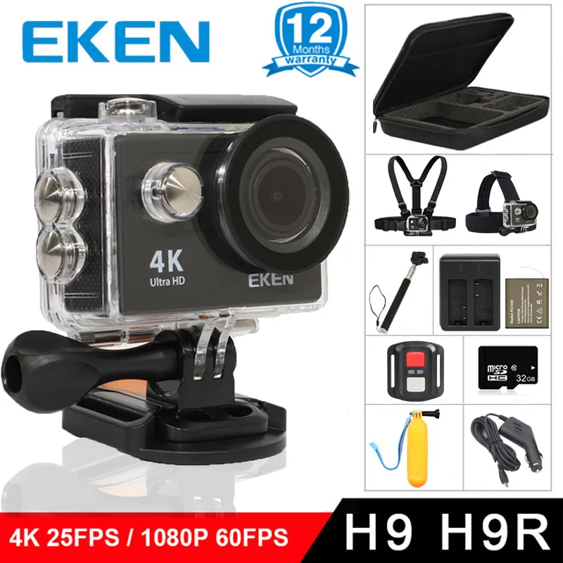 Оригинальная Экшн-камера eken H9/H9R 4K Ultra HD 1080 p/60fps, мини камера на шлем, WiFi, 2,0 дюйма, 170D, водонепроницаемая Спортивная камера