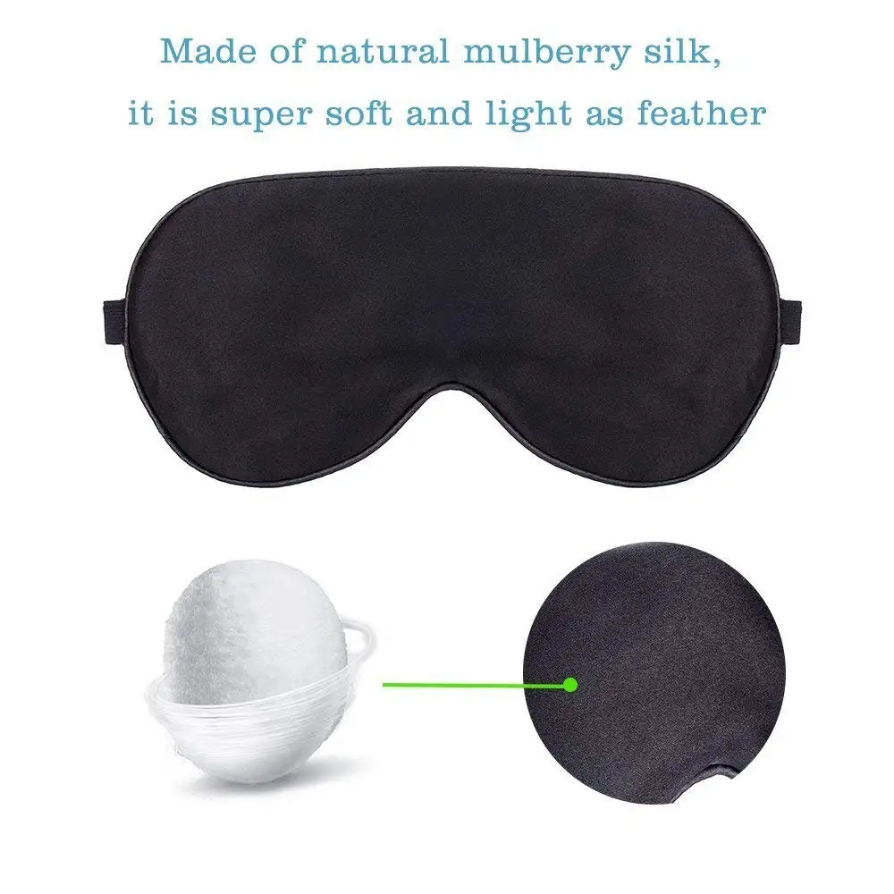 FMS натуральный шелк маска для сна мягкая легкая маска для глаз с регулируемым ремешком для автомобиля Путешествия сменная работа Nap черная маска для сна