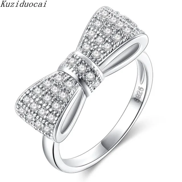 Kuziduocai 2018 New Fashion Fine Jewelry Stainless Steel Zircon Bow Kuziduocai 2018 New Fashion Fine Jewelry Stainless Steel Zircon Bow Knot Stereoscopic Carving Wedding Rings