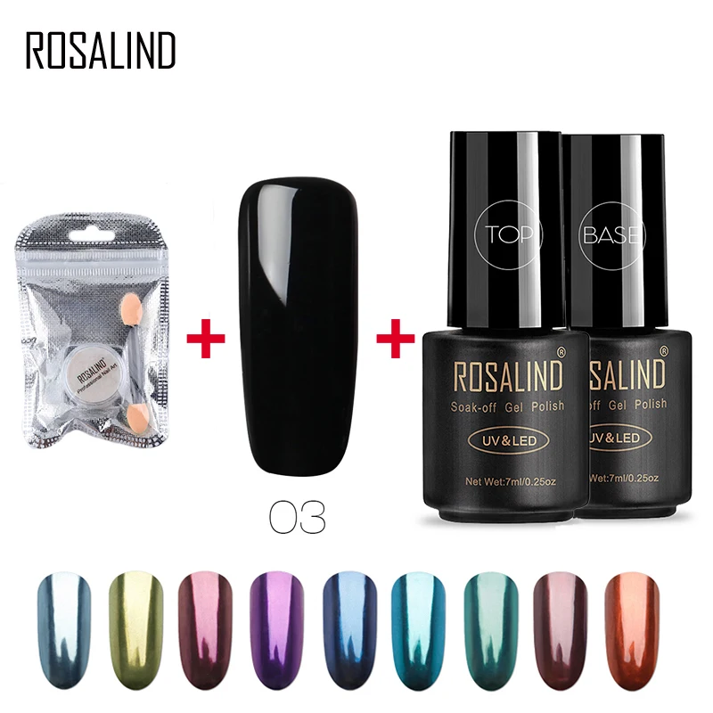 

ROSALIND 4PCS/Set Nail Gel Polish Set for Nail Glitter Top Base Coat Set Soak-Off UV Hybrid Gel Varnish Nail Art Manicure Glue
