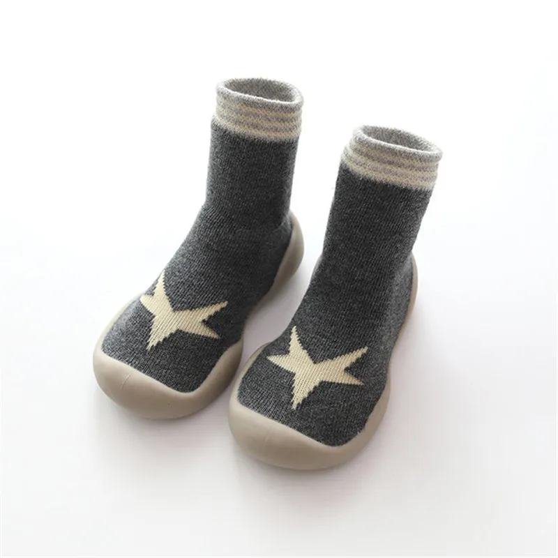 Kids Baby Indoor Socks Anti Slip Warm Winter Shoes Sock with Rubber Soles toddler boy girls First walking slipper striped dots 2019 new (7)