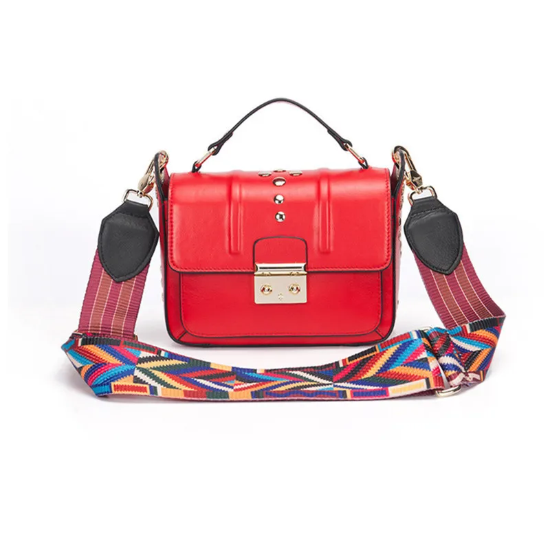 2018 Fashion Women Rivets Handbags Genuine Leather Flap Casual Tote Hand Bag Lady Crossbody Messenger Bags