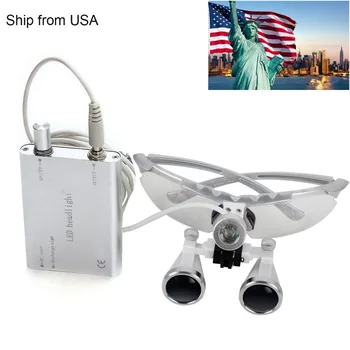 

Ship from USA 3.5X Loupe working distance 420mm +LED Head Light Lamp