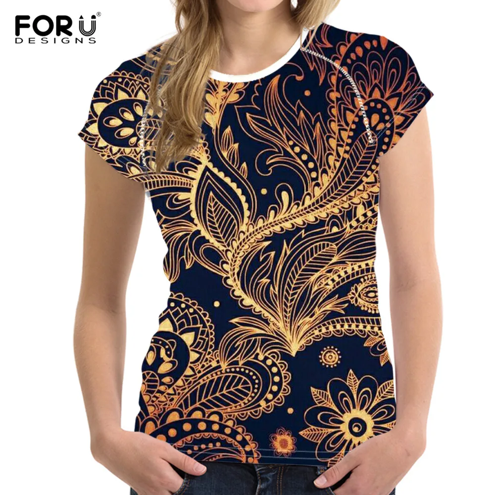 Модные женские летние топы FORUDESIGNS в цветочном стиле женская футболка с 3D принтом