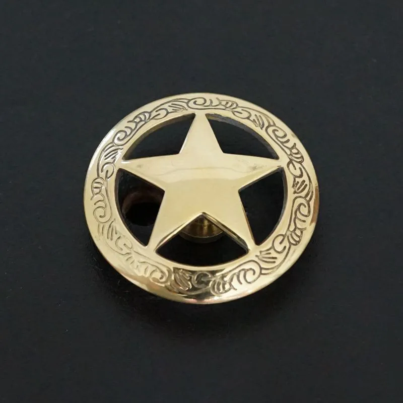 28mm Pure Brass Buckles Metal Antique Texas Five Stars Round Smooth Face For Belt Bag Clothes And All Diy Decoration