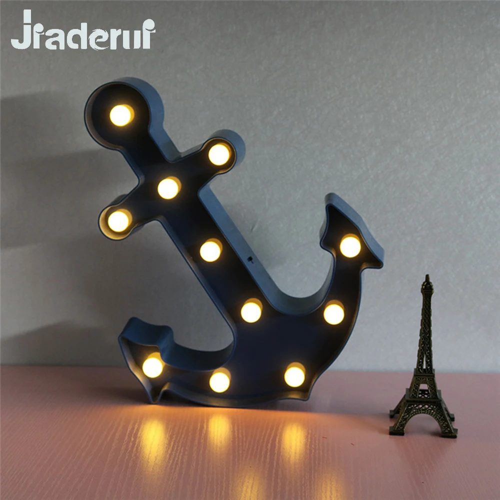 Jiaderui креативный 3D якорь LED Декор для детской комнаты лампа Marquee пиратский