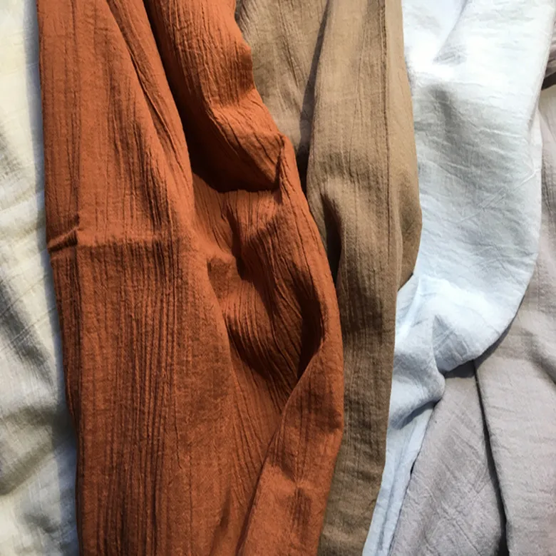 

SC02 Single Layer Crinkle Gauze Fabric 100% Cotton 130 cm 51'' width 69 gsm sand washed fabric 15 m for sample test