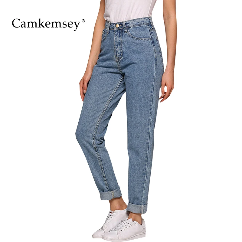 Camkemsey Casual Denim Harem Pants Women Classic High Waist Jeans 2018 Ankle-Length Vintage Mom Jeans Woman Trousers