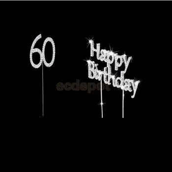 

Crystal Happy Brithday + 60th Cake Toppers Bday Anniversary Cake Decor