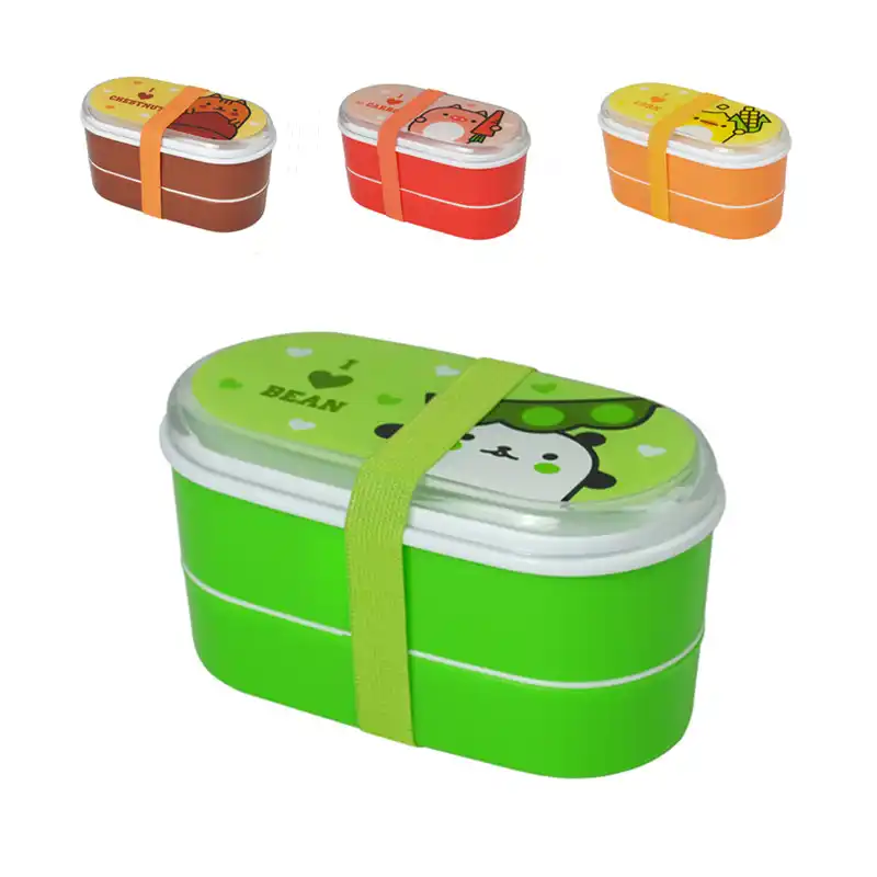 Высокое качество Мультфильм здоровый пластиковый Ланч-бокс 600 мл Bento коробки контейнер для еды столовая посуда Ланчбокс столовые приборы - изображение