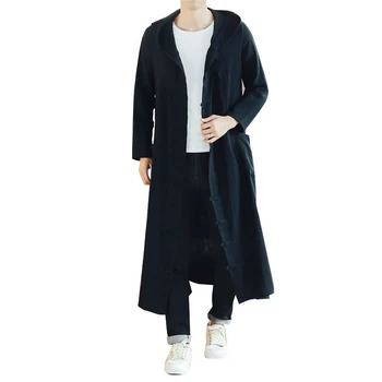 

Men New Trench Coat Male Loose Hoody Cardigan drop ship hot sale Jacket Outerwear Long Casual Hooded Overcoat plus size 4XL