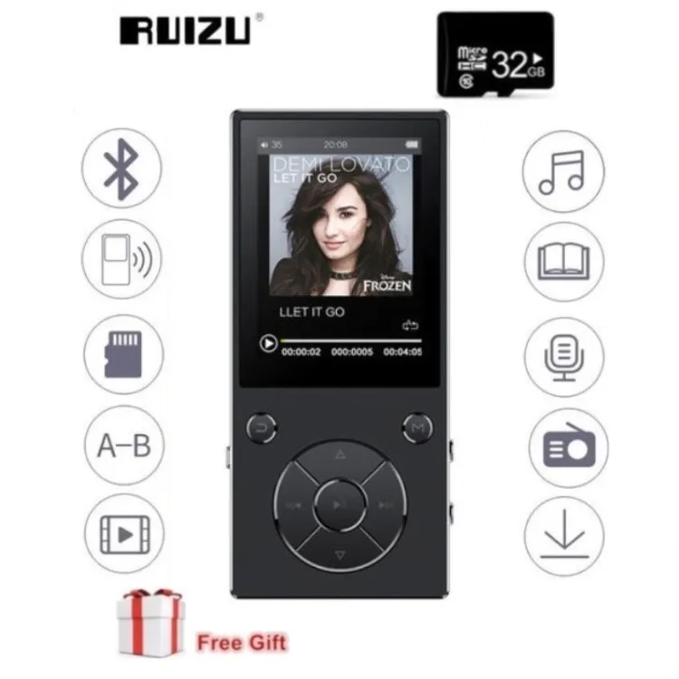 RUIZU D11 8 Гб MP4 плеер Bluetooth 2,4 дюймов музыкальный плеер FM радио голос Регистраторы TF слот для карт памяти Встроенный микрофон