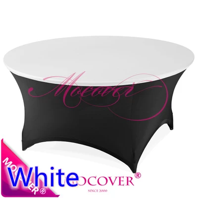 Белый спандекс белый круглый стол покрытие подходит 5ft-6ft круглые столы, лайкра столешница покрытие для свадьбы, банкета и вечерние украшения