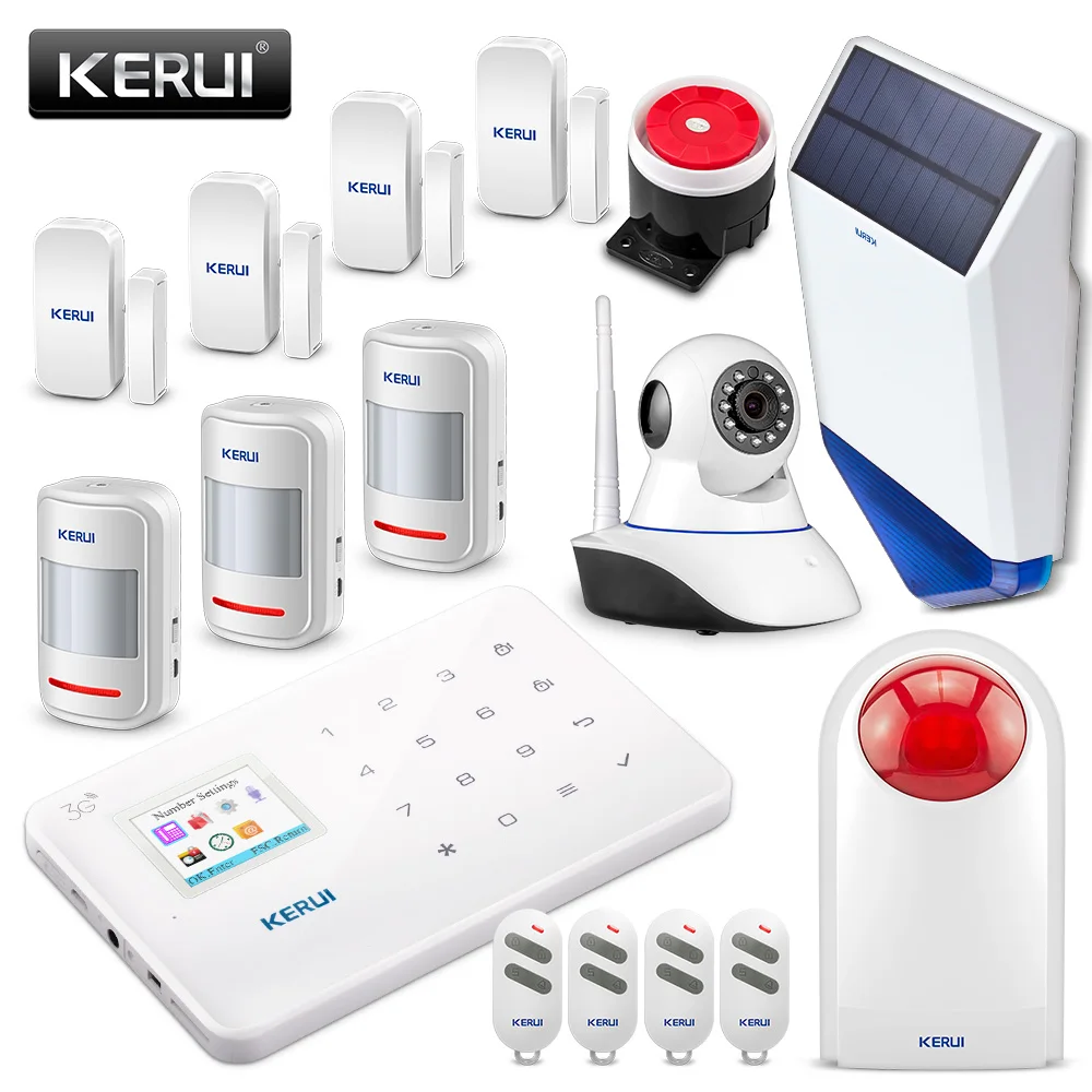 

KERUI NEW G183 WCDMA 3G Wireless Home Security GSM 3G Alarm system APP Remote Control Burglar Alarm With Solar Siren IP Camera