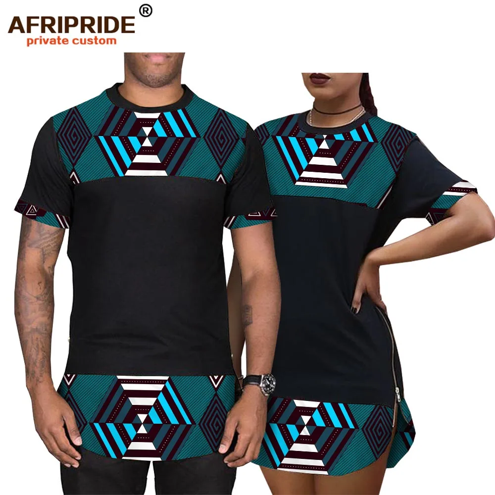Весенние Африканские Восковые парные рубашки с принтом AFRIPRIDE индивидуальные повседневные парные рубашки с короткими рукавами на молнии A19C001 - Цвет: 258X