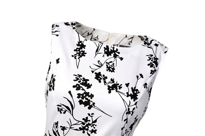Kostlish 2017 New Summer Dress Women Floral Print Audrey Hepburn 50s 60s A-Line Vintage Dress Sleeveless Party Dresses Plus Size (139)