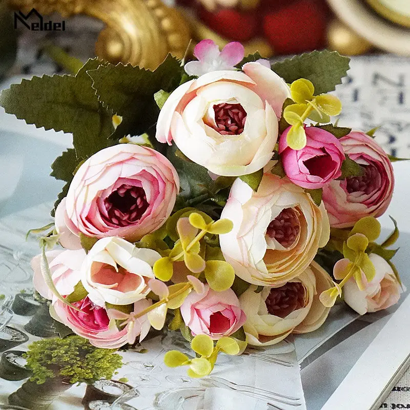 Цветок мелдель Тюльпан Свадебный букет невесты Искусственные тюльпаны цветы Белый Желтый Сделай Сам Домашняя вечерин - Цвет: light pink