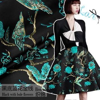 

Gold thread jacquard brocade fabric jacket windbreaker polyester fabric diy dress jacquard fabric wholesale jacquard cloth