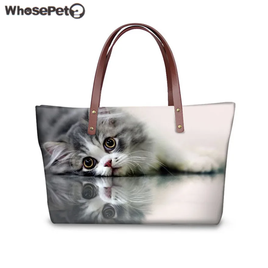 WHOSEPET حقيبة يد المرأة لطيف القط طباعة حقيبة كتف السيدات أعلى-حقائب بيد كبيرة قدرة حمل حقيبة الأزياء التسوق بولسا الإناث WHOSEPET حقيبة يد المرأة لطيف القط طباعة حقيبة كتف السيدات أعلى-حقائب بيد كبيرة قدرة حمل حقيبة الأزياء التسوق بولسا الإناث