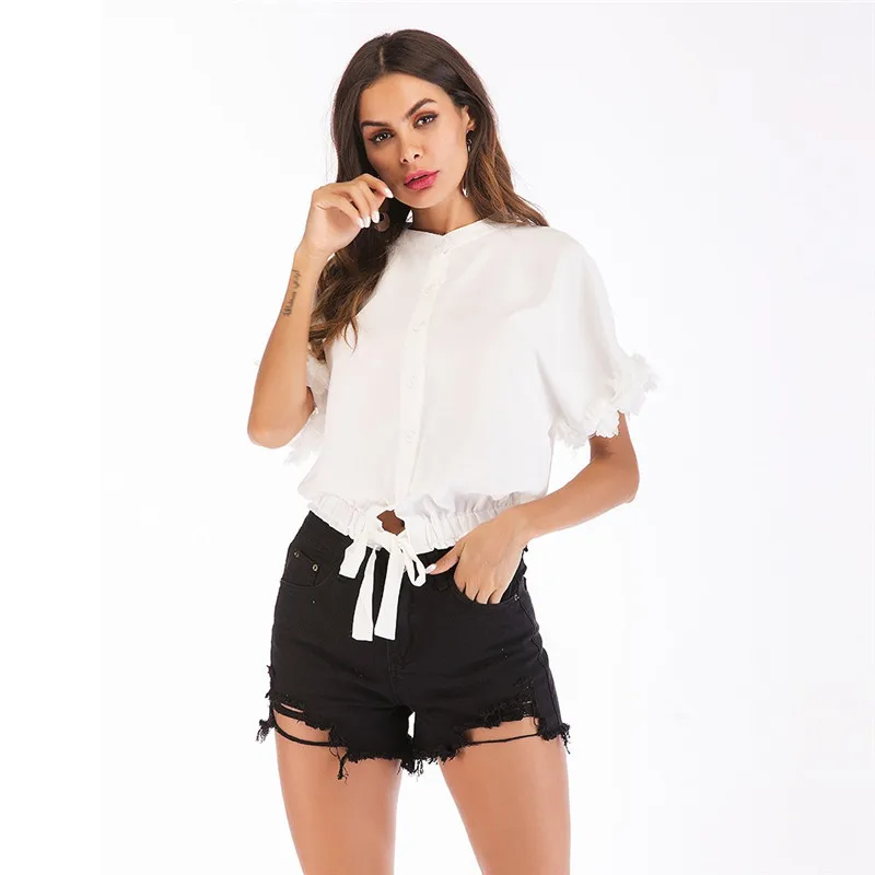 nursing clothes Women's Fashion Petal Splicing Puff Sleeve Loose T-shirt Tops Chiffon Blouse  hamile elbise #4j08 (16)
