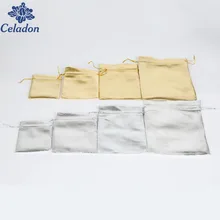 Разные размеры 10 шт. серебристого/золотистого цвета металлические фольги сумки из органзы Рождественская Свадебная вечеринка Любимые Подарки конфеты сумки