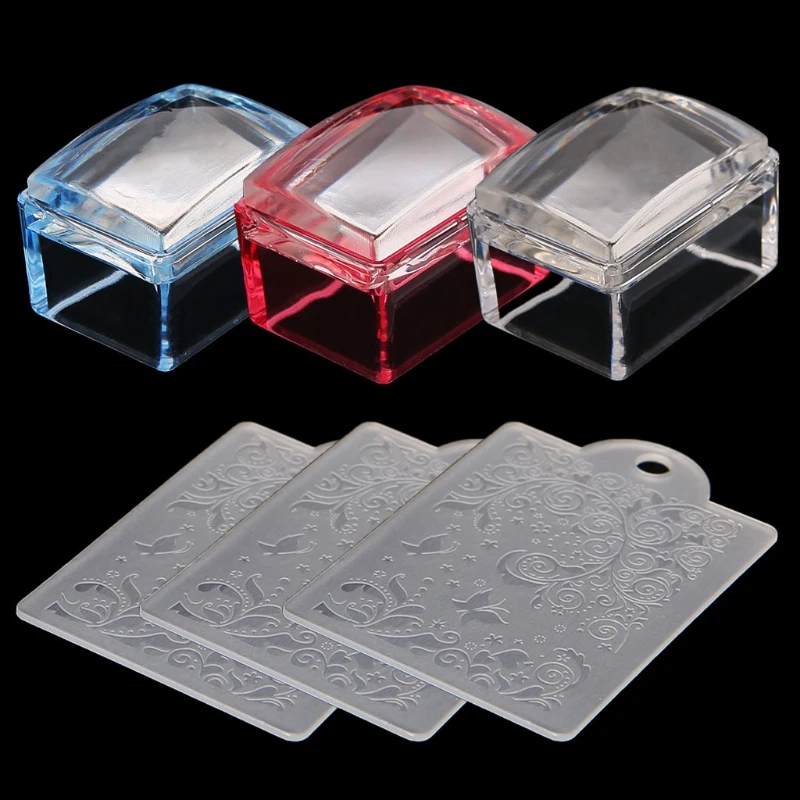 

1 Set Nail Stamper&Image Scraper New Rectangle Silicone Nail Stamper With Scraper Stamping Printing Manicure Tool