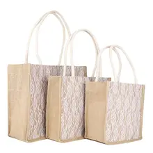 Женская сумка, кружевная Льняная сумка, повседневная многоразовая сумка для покупок, сумка-портфель