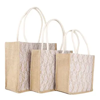 

Women Handbag Lace Linen Tote Casual Reusable Shoulder Shopping Bag Satchel