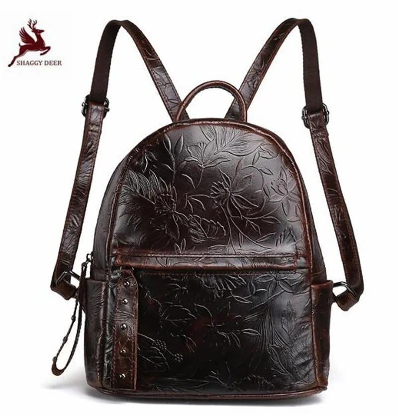 

Embossing New style oil wax leather double shoulders lady bag cowhide retro solid black quality women casual bags