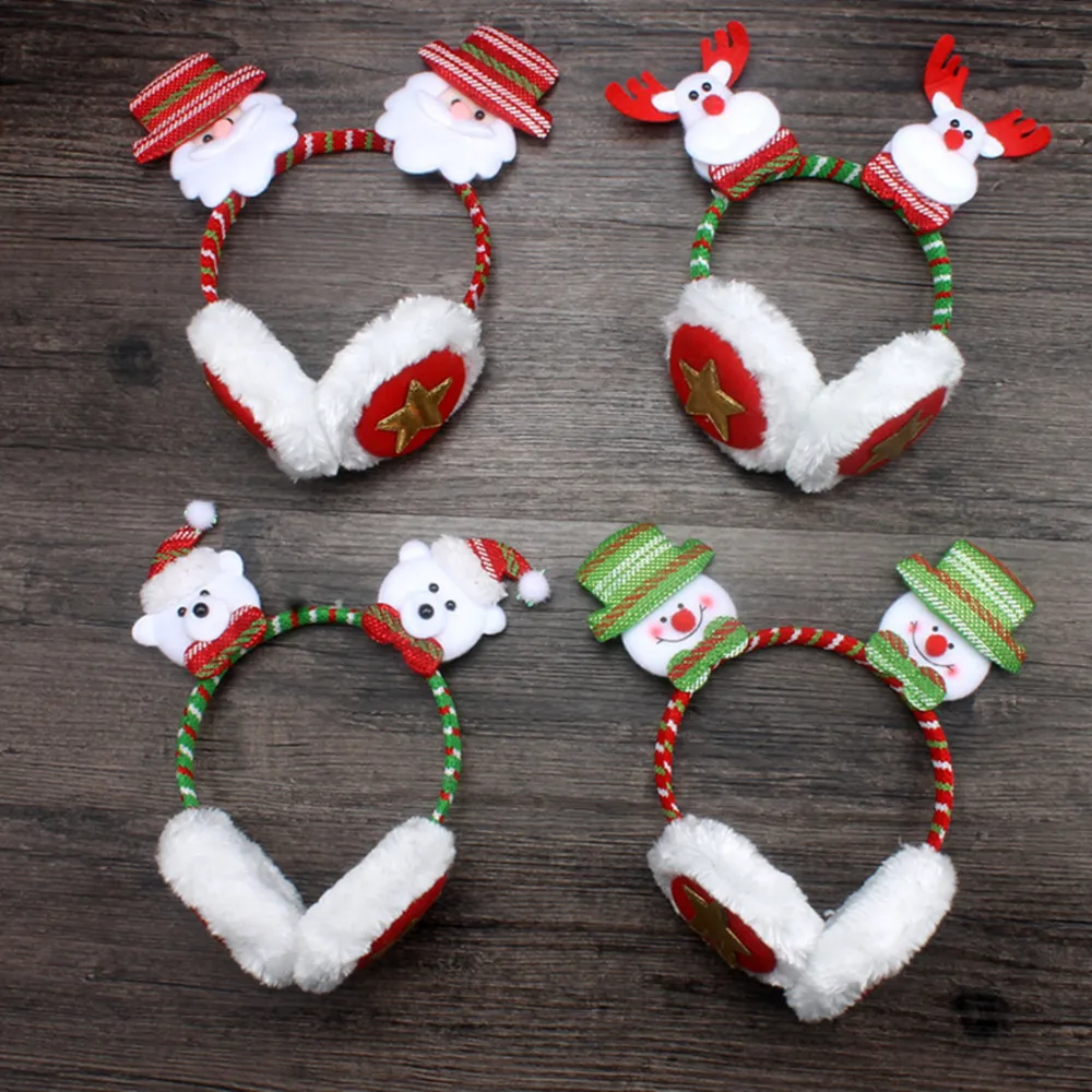 Рождественская повязка на голову красные рога Санта Клаус Снеговик голова милого медвежонка Пряжка Рождественские подарки украшения для взрослых детей