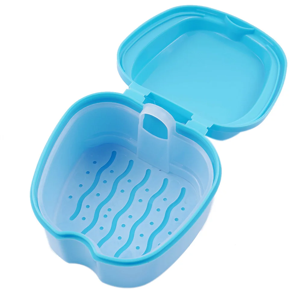 

Denture Bath Box Case Dental False Teeth Storage Box with Hanging Net Container