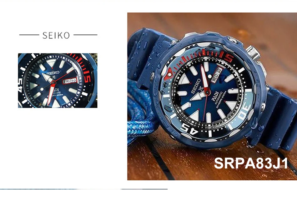 Оригинальные часы Seiko Padi, 20 бар, водонепроницаемые автоматические мужские часы, высокопрочные ремешки из смолы для ныряльщика, для плавания SRPA83J1