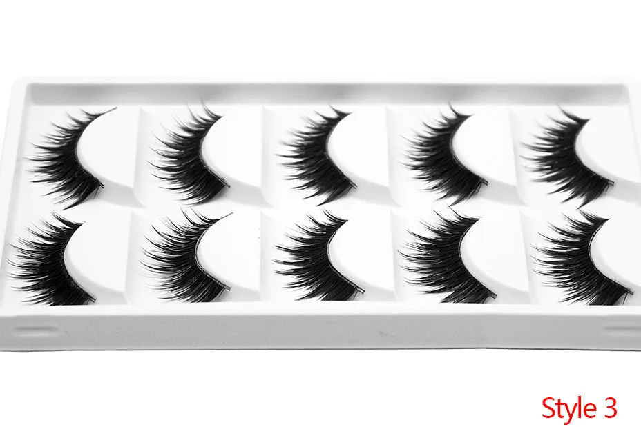 Kimcci 5 Pairs 6 Style Mink Lashes 3D Mink Eyelash Handmade Reusable Natural Faux Eyelashes Cruelty free False Lashes Cilia