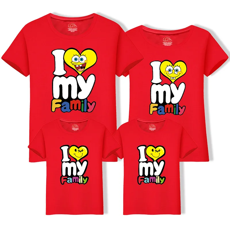 Футболки с надписью I LOVE MY FAMILY для папы матери и дочери размеры XXL 5XL|Сочетающаяся