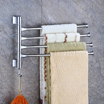 

Space Aluminium Towel Rack 4/3/2 Arms Towel Hanging with Hooks Bathroom Towel Storage Rack Movable Towel Bars Bathroom Products