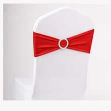 100 шт Красный Эластичный стул из лайкры Sash свадьба спандекс стрейч стул полоса с пластиковой круглой пряжкой