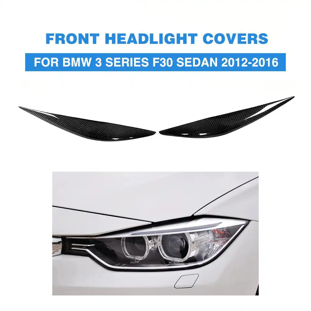 2 шт углеродное волокно передняя фара веки фары брови Чехлы для BMW 3 серии F30 2012-2016 Тюнинг автомобилей запчасти - изображение