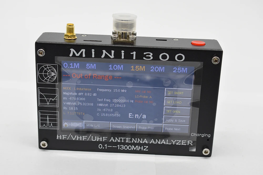 Lusya Mini1300 4,3 дюймовый сенсорный экран 0,1-1300 MHz HF VHF UHF ANT SWR антенна анализатор внутренняя батарея 5 В/1.5A 1,01 Версия прошивки