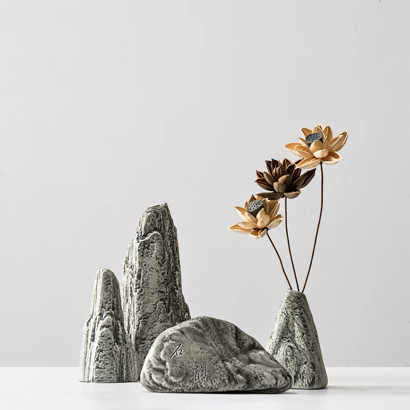 

Rockery Stone Ceramic Vase Ornaments Art Floral Flower Luxury Decor Flower Vase Mountain Similar Pot