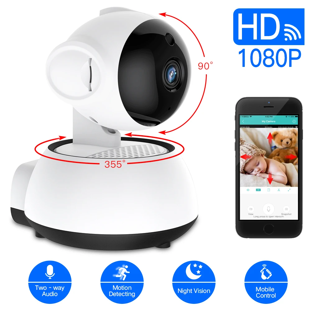 Online SDETER cámara de seguridad inalámbrica IP Cámara WIFI casa CCTV Cámara 1080P 720P Audio vigilancia P2P visión nocturna bebé Monitor Cámara