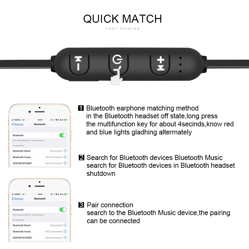 Магнитные Bluetooth наушники спортивные беспроводные наушники гарнитура громкой связи Наушники с микрофоном для huawei Xiaomi samsung iphone