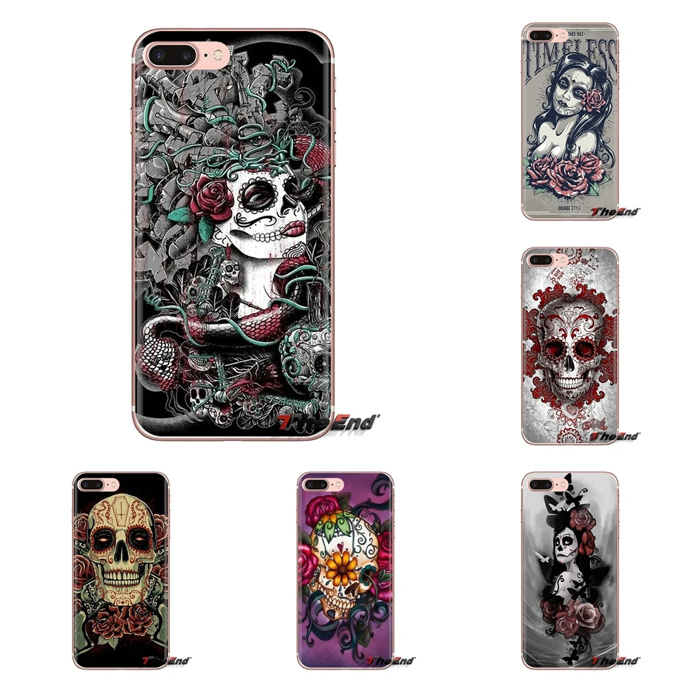 Для Huawei G7 G8 P7 P8 P9 P10 P20 P30 Lite Mini Pro P Smart Plus 2017 2018 2019 ТПУ чехол для кожи сахарный череп