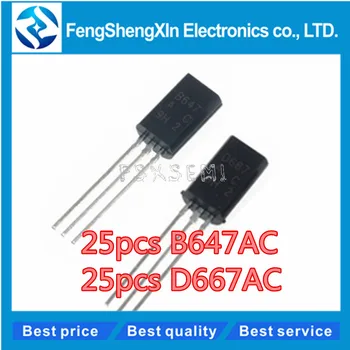 

50pcs/lot 25pcs D667AC+25PCS B647AC 2SD667 2SB647 Transistor D667 B647 TO-92L