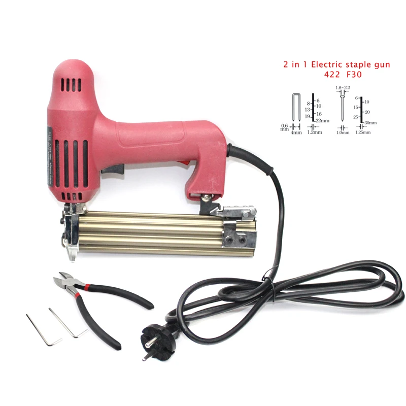 2 In 1 Woodworking Tacker Electric Nail Staple Gun 220V Electric Power Tools Electric Stapler Gun With 600Pcs Nails