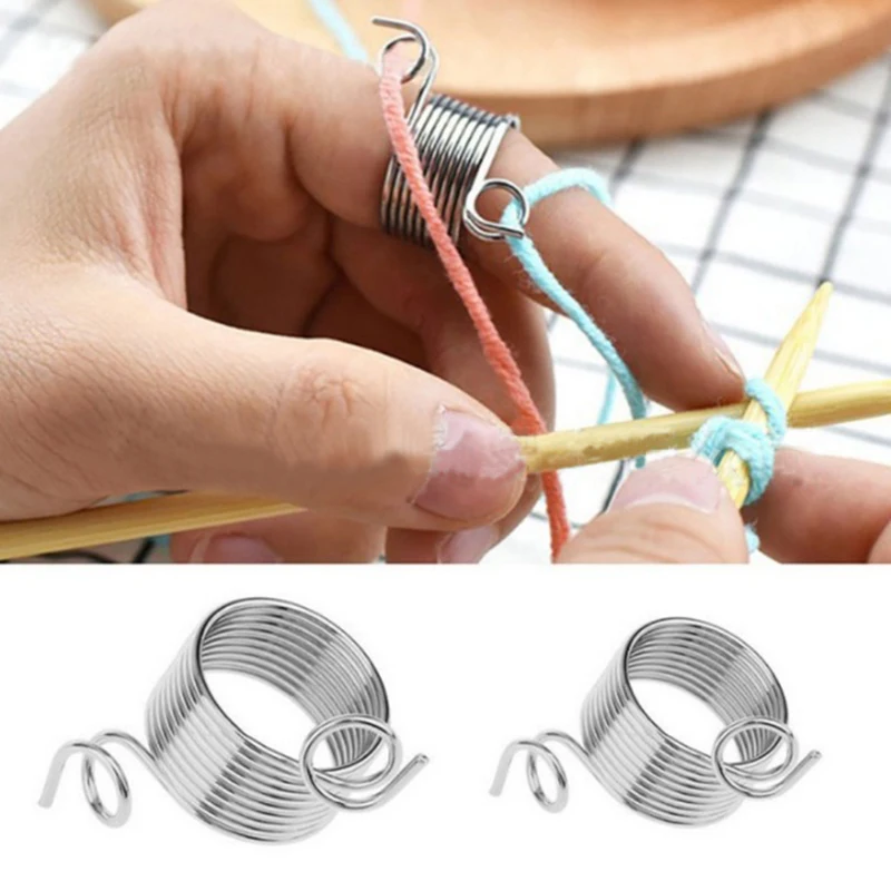 

1Pcs Home DIY Sewing Knitting Tools 2 Styles Stainless Steel Finger Belt Line Ring Yarn Wire Guide Rings Sweater Knitting Tool