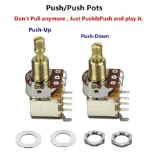 FLEOR 2 sztuk Audio/liniowy stożek gitara potencjometr Push i Push potencjometr A250K/B250K/A500K/B500K miedzi długie rozcięcie wału
