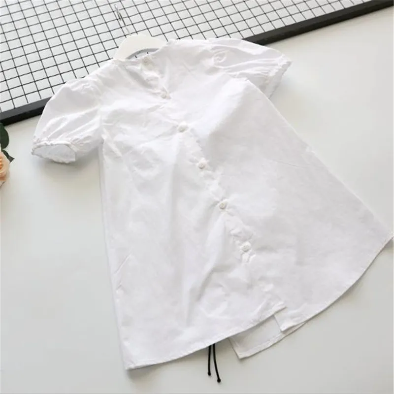 girls short sleeved drawstring bowknot dress 1-22